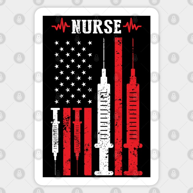 American Flag Nurse Art | Nurse 4th of July Gift Sticker by The Perfect Mind